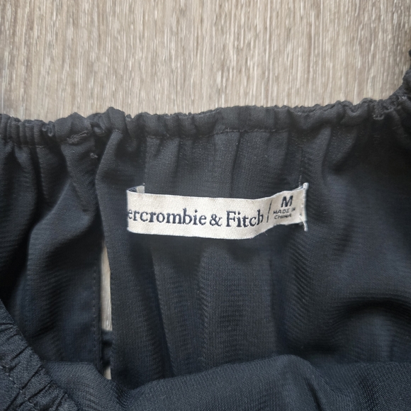 Abercrombie Black Spaghetti Strap Tiered Maxi Dress - Medium - Satin Feel - Picture 4 of 7